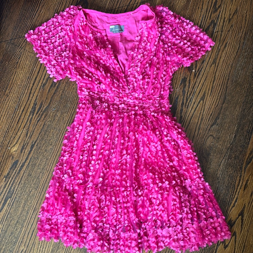 Anthropologie Somerset Mini Dress:Floral Appliqué edition Sangria Sunset S NWOT